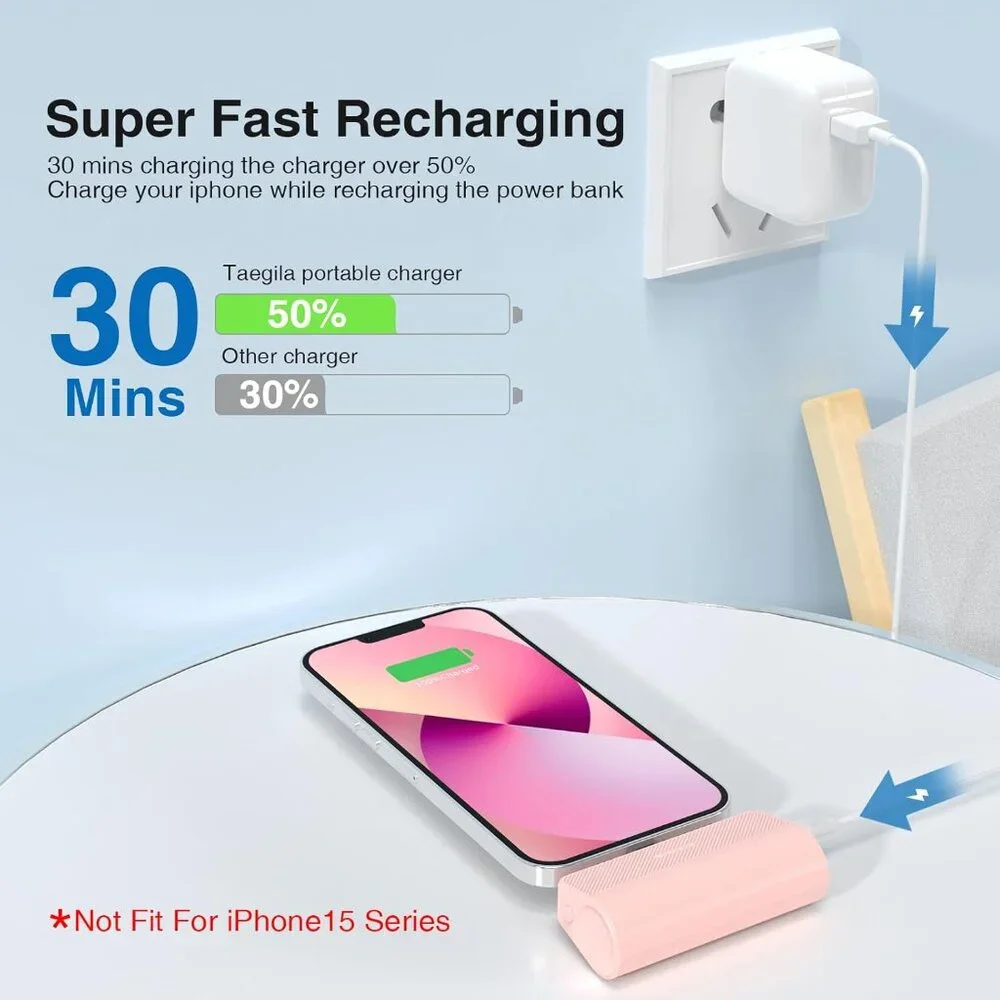Portable Charger for iPhone,5000mAh Ultra-Compact Small Portable Charger Compati